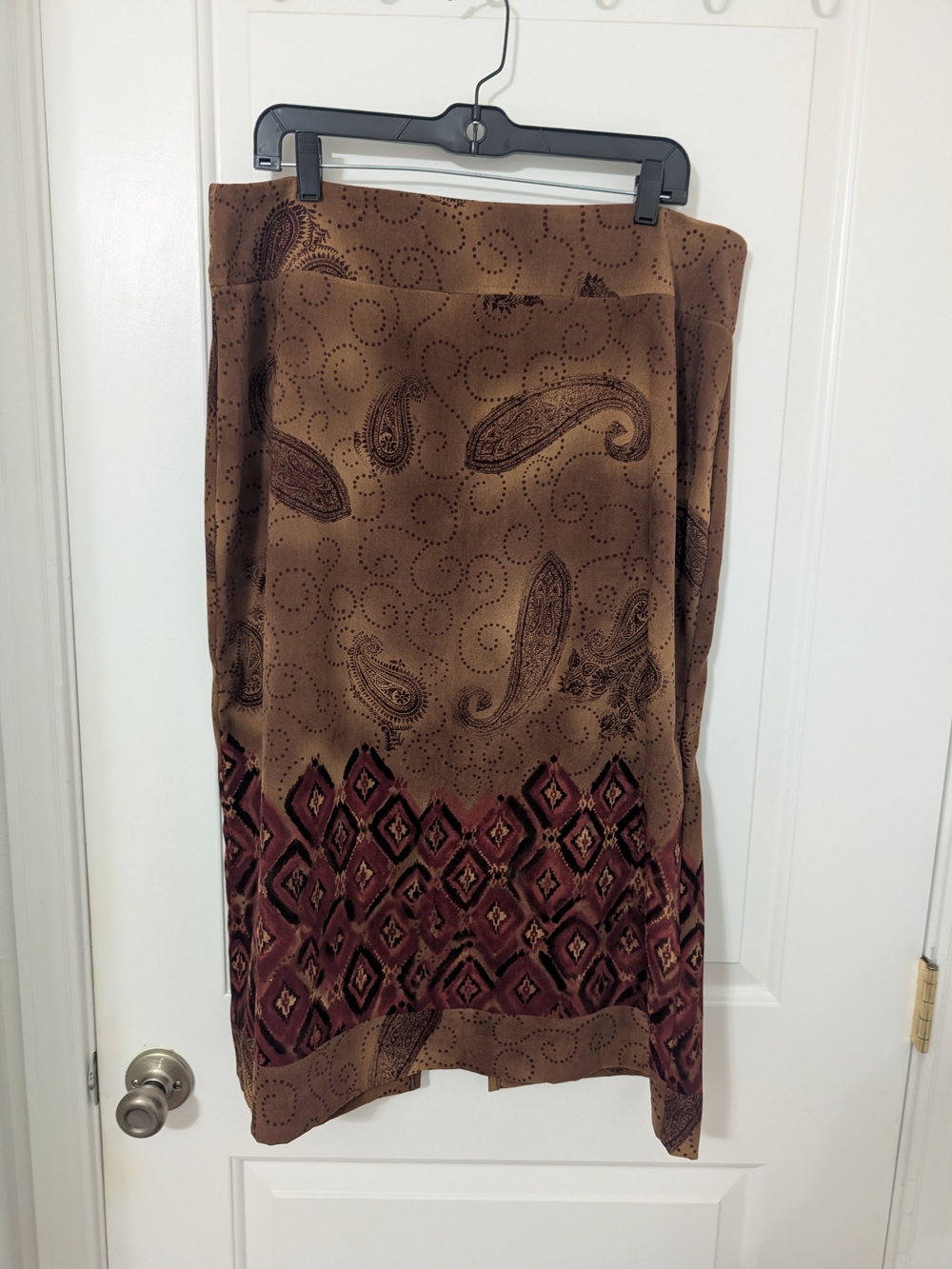 Requirements Plus Size 16 Paisley Boho Maxi Skirt Brown Burgundy Y2K